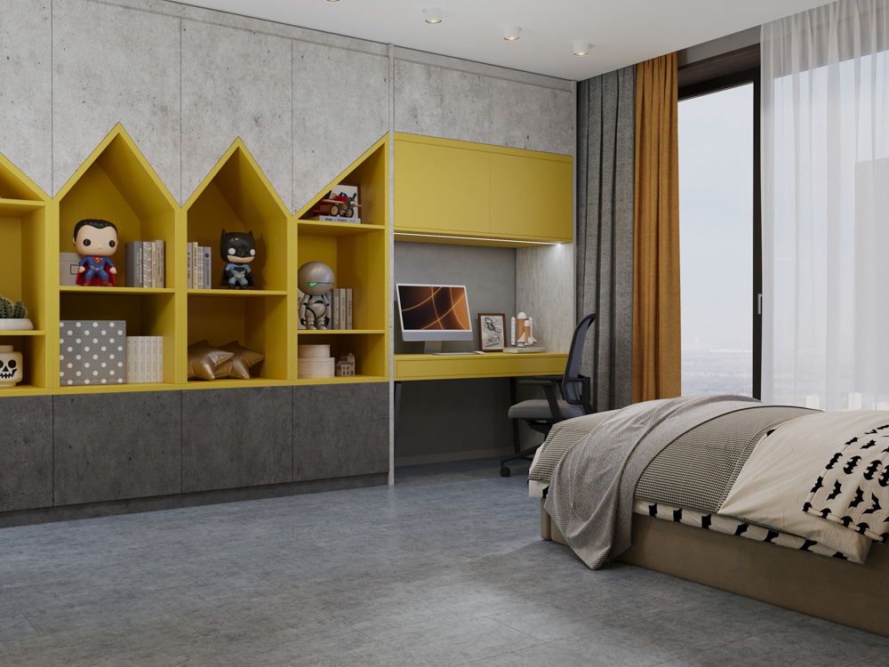 Кварцвиниловый SPC ламинат Cronafloor Stone Мелли Грей XJ87026-3 600×300×4 фото в интерьере